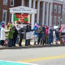 Protestors gathered outside of Town Hall. 