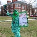 One protestor dressed as Lady Liberty. 