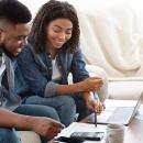 A couple reviewing their finances. 