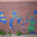 Part of the featured carnival-inspired tape mural at the art fair.