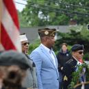 Veterans in a communal moment of silence,