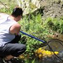 Kat Jones corrals some ducks. 