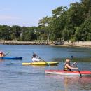 Kayaks were of all different colors for the poker run. 