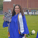 Samantha Baptiste with her decorated cap. 