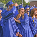 Students spot their loved ones in the crowd. 