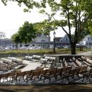 Not completed, but much of the work of installing new seating at the bandshell and related enhancements has been accomplished. Photo by Patrick Lester