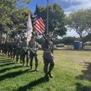 The JROTC marched ahead of the Minutemen during the ceremony.