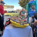 The Wareham Fire Department gave out candy in a stretcher. 