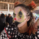 Spooky clown makeup.