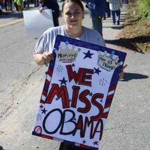 Katelyn Yates and her Obama sign.