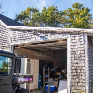 One of the budlings at the station is falling apart with insulation coming out. none