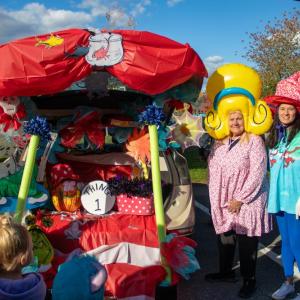 Cindy Shef, left, and Melinda borque with their Whoville trunk. none