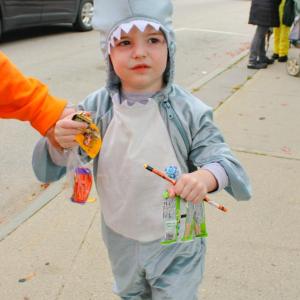 Jaws comes to Main Street as William Gropman dresses as a shark.