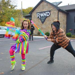 Cade Mae Pearson's costume is a smash hit as her mom tries to get some candy.