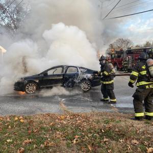  The car was a 2017 Ford Fusion. Photo Source: Wareham Fire Department