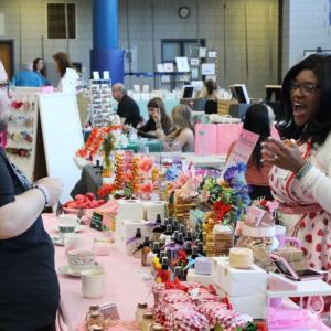 The Bunniary table laughs with customers. Photos by Brandy Muz