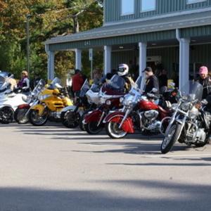 Riders gathered outside the pantry ready for their trip. Photo source: Damien's Food Pantr