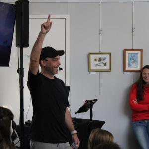 Freeze! DJ Ooch directs a game of freeze dance.