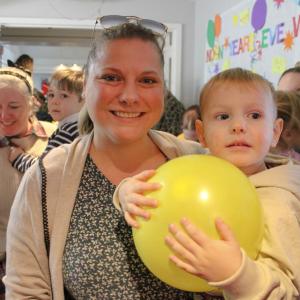 Ben Hall with his balloon he caught during the countdown.
