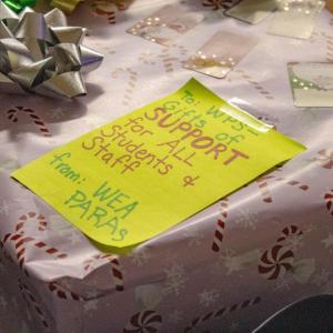 A gift of support given to the school committee. Photos by Brandy Muz