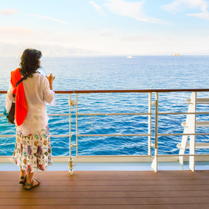 Woman on a cruise ship. 