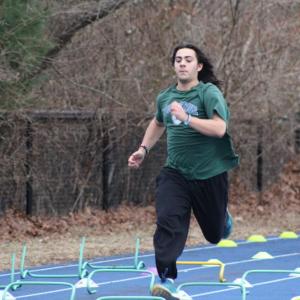 Chris Perrotta barrels down the track.