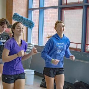Juliana Statkus and Ingrid Beaudoin practice in the halls. Photos by Brandy Muz