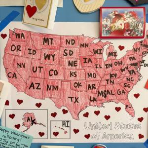The map that started it all, filled as each state sent a card. Photos source: Jennifer Kerns