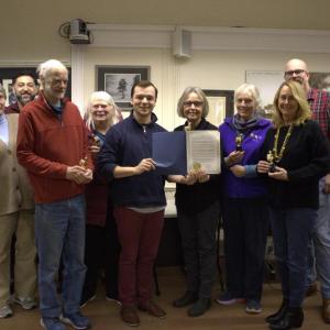 Members from the recycling and Select Boards come together to honor the center. Photos by Brandy Muz 