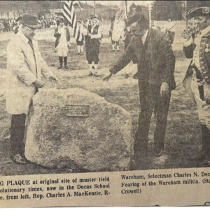 A newspaper clipping from when the plaque was erected. Photo source: Howie Smith
