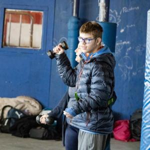 Michael Clements shows off his lifting skills.