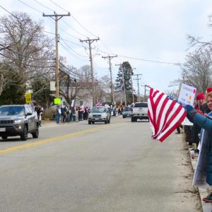 Many cars passing the protestors on Route 6 honked in support. 