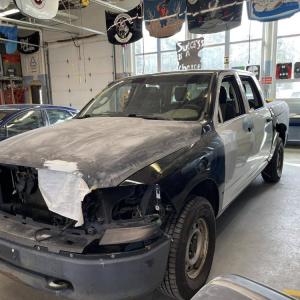 Students sanded down the low-milage vehicle. Photo source: Wareham Police Department
