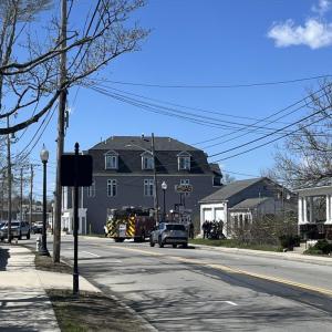 Joe's Gas with fire and police present.