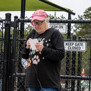 Sally Morrison thanks paw-tiers for coming to the celebration. 