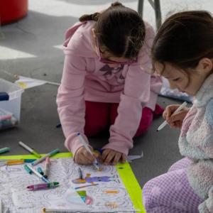 Coloring pages were made available at the event.