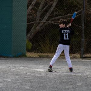 Mason Ecker readies to swing.