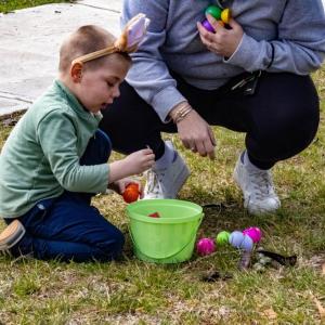 Dylan Bilodeau counts out his findings.