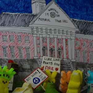 Look familiar? The Saturday protests are made in Peep-fashion. 