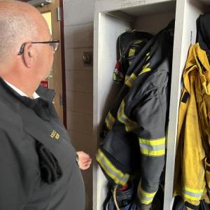 Mark Rogers' jacket out in the garage.