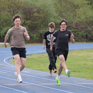 Ryland Potter takes the lead at track practice. 