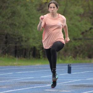  Priscilla Ross shows off her sprinting skills.