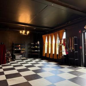 Inside USED checkerboard floors