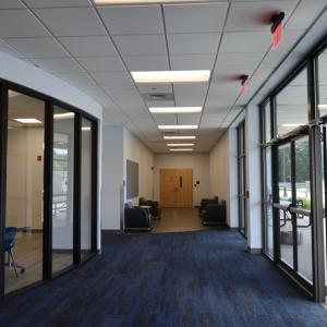 Inside the front doors