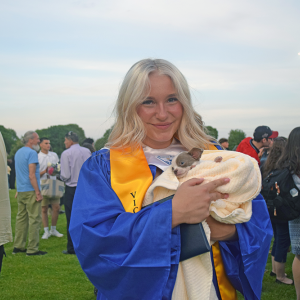 McKenna Duggan with her family's puppy. 