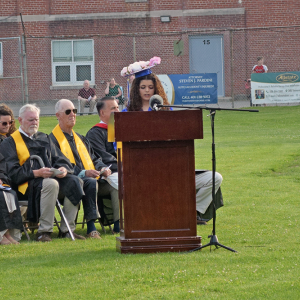 Salutarorian Marina Kouta gives her speech. 