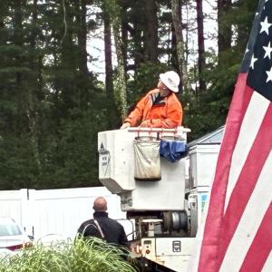 Crews respond to the pole, which had to be replaced. Source: Laura Taylor