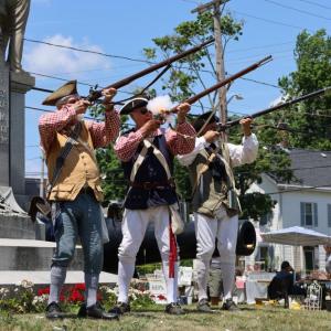 Mack Phinney, Howie Smith and Gary Franklin fired a volley at the Fourth of July Antique Faire on Saturday. Photos by Nick Mossman