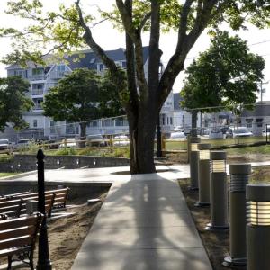 Approaching the bandshell from Union Street, visitors will be greeted with a new path and solar-sensitive lights. Photo by Patrick Lester