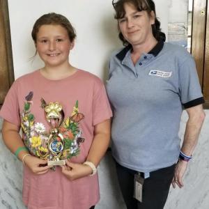2022 literary winner Gia Goodwin with Stella Sicina at the Wareham Post Office.